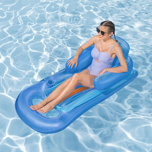 Materassino Gonfiabile con Schienale e Portabicchieri – 161x84 cm, 90 kg, 2 Colori