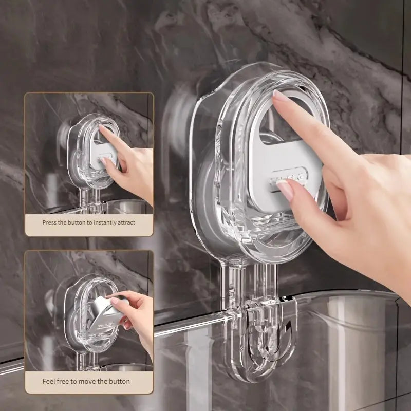 Set 2 Mensole Bagno con Ventosa – Piccola e Grande, Trasparenti