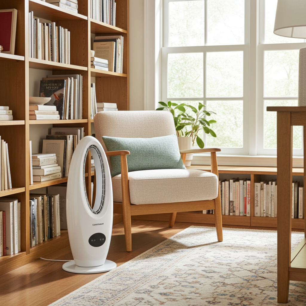 Ventilatore a Torre Senza Pale Fan Plus-White 45W – Touch, Telecomando, Timer 8h