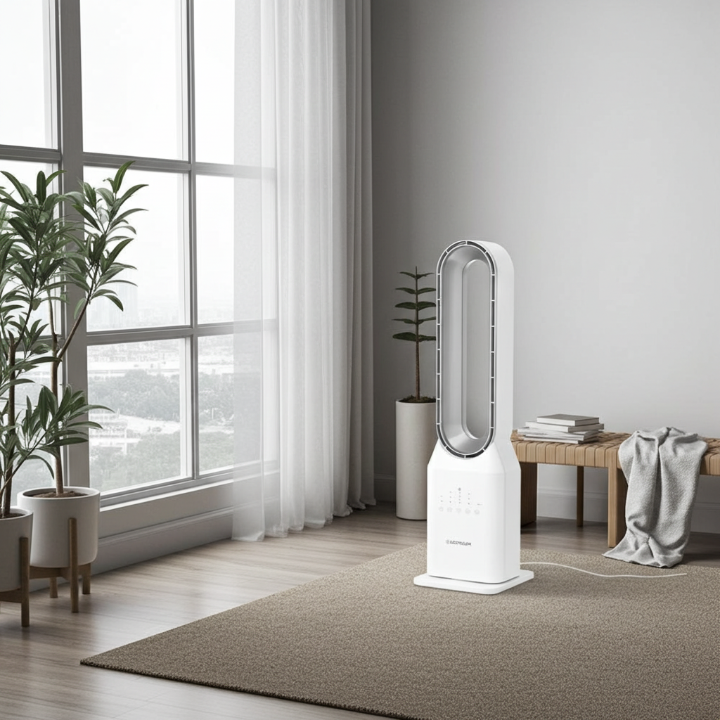 Ventilatore a Torre Senza Pale DICROLUX – Silenzioso, 3 Velocità, Timer, Telecomando