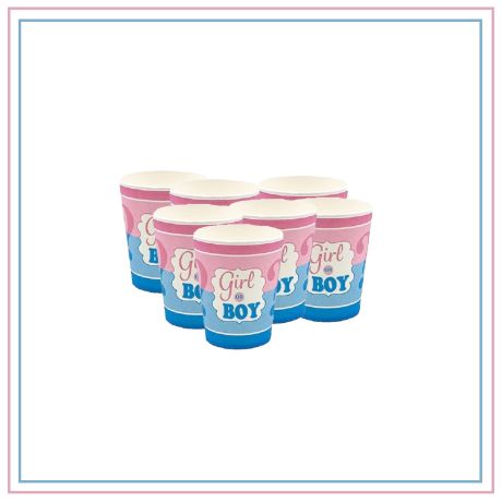 BICCHIERI per FESTA Gender Reveal BOY or GIRL in Carta Monouso - Pezzi 12