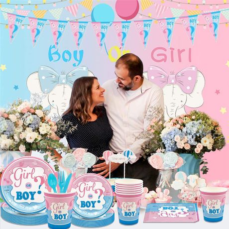 BICCHIERI per FESTA Gender Reveal BOY or GIRL in Carta Monouso - Pezzi 12