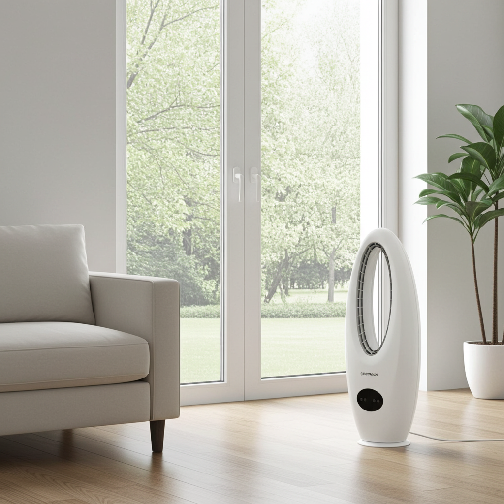 Ventilatore a Torre Senza Pale Fan Plus-White 45W – Touch, Telecomando, Timer 8h
