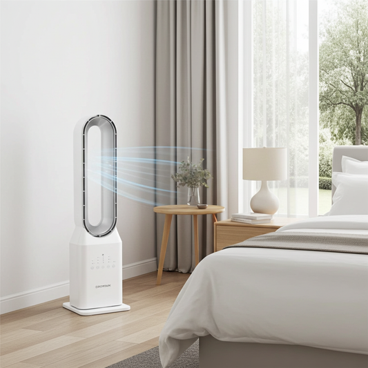 Ventilatore a Torre Senza Pale DICROLUX – Silenzioso, 3 Velocità, Timer, Telecomando