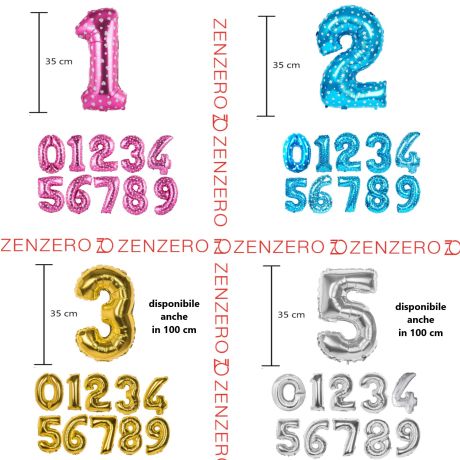 PALLONCINO a forma di NUMERO in Mylar - 100 cm