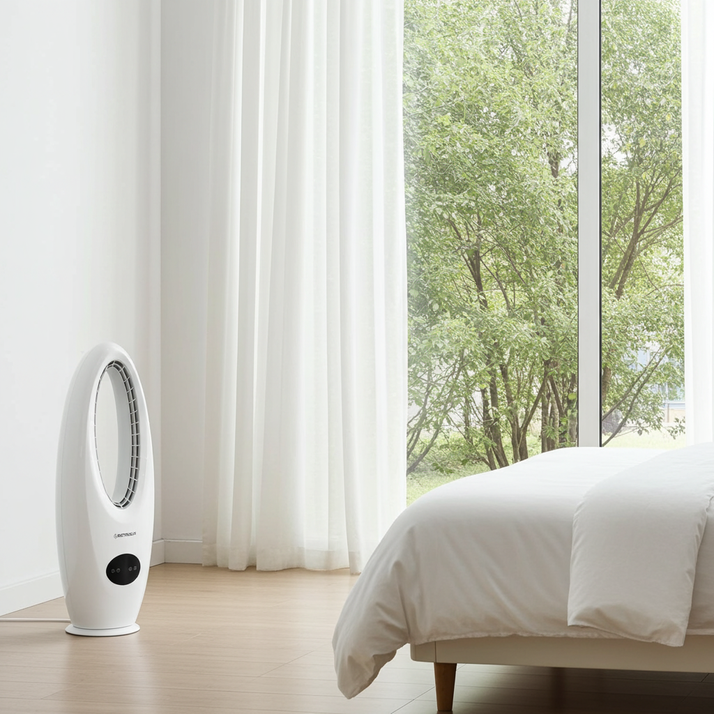 Ventilatore a Torre Senza Pale Fan Plus-White 45W – Touch, Telecomando, Timer 8h