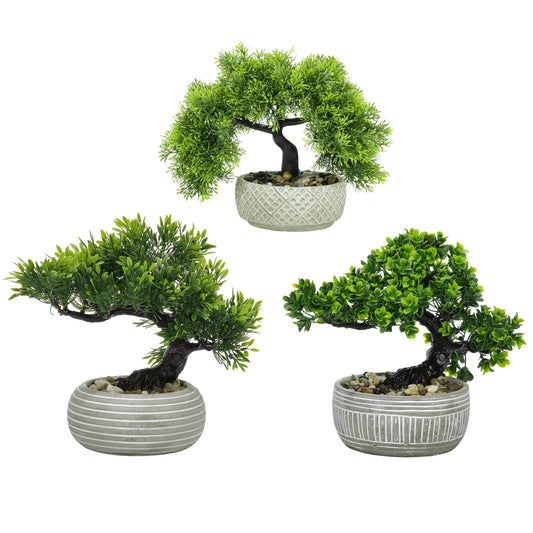 Bonsai Artificiale Decorativo H23 cm con Vaso in Ceramica – 3 Modelli Disponibili