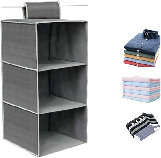 Organizer Sospeso in Tessuto per Armadio con Ripiani