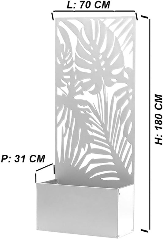 Fioriera con Traliccio Bianco in Metallo 70x180x31 cm – Divisorio Decorativo da Esterno e Interno