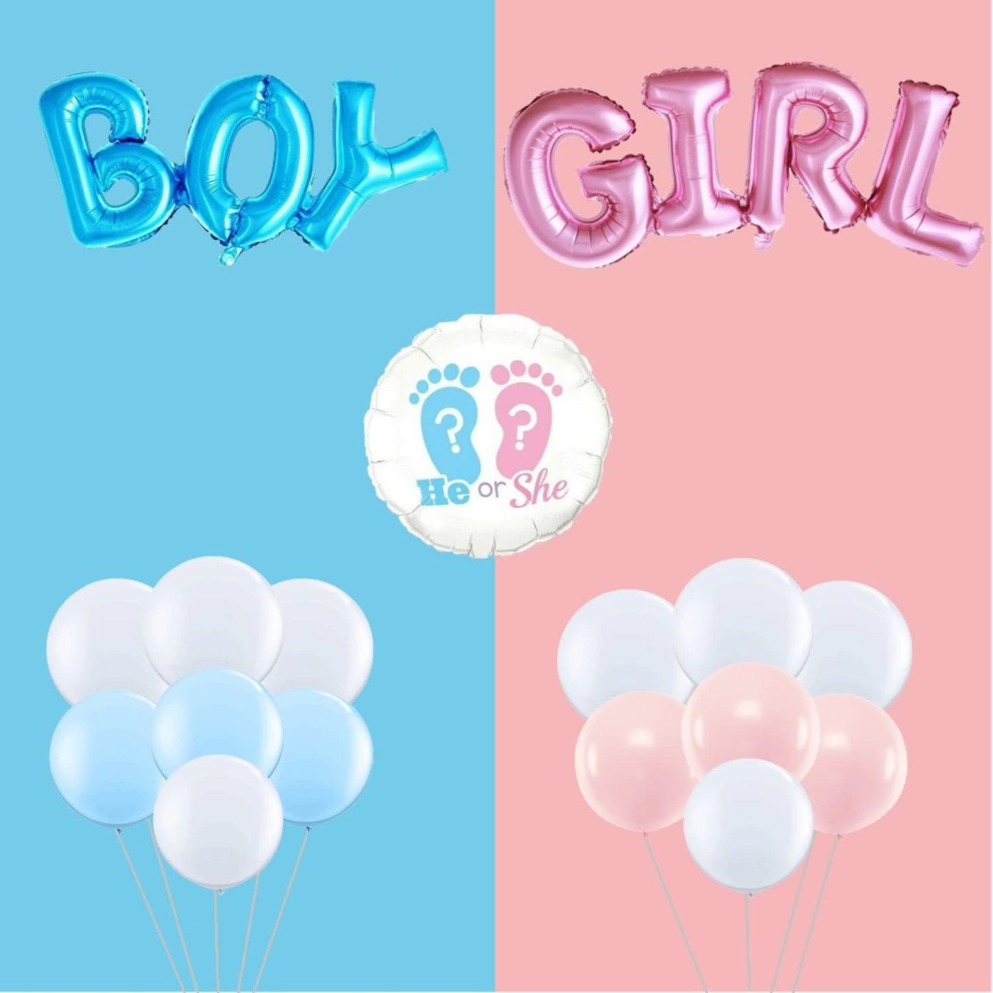 Kit Palloncini Gender Reveal “Boy or Girl” – Decorazioni Baby Shower per Feste a Tema