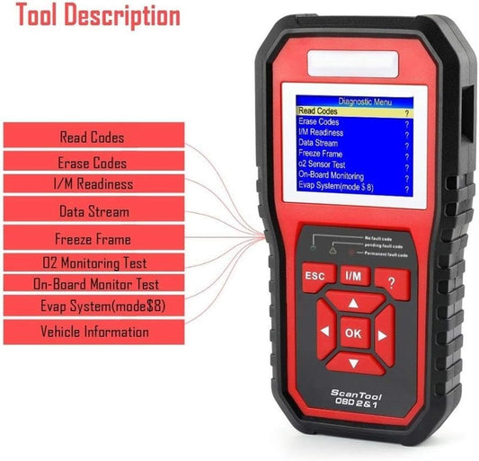 Scanner Diagnostico Auto OBD2 2 in 1 con Display LCD e Funzione Stampa – Multilingua