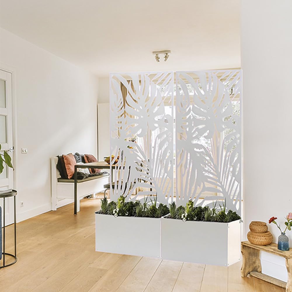 Fioriera con Traliccio Bianco in Metallo 70x180x31 cm – Divisorio Decorativo da Esterno e Interno