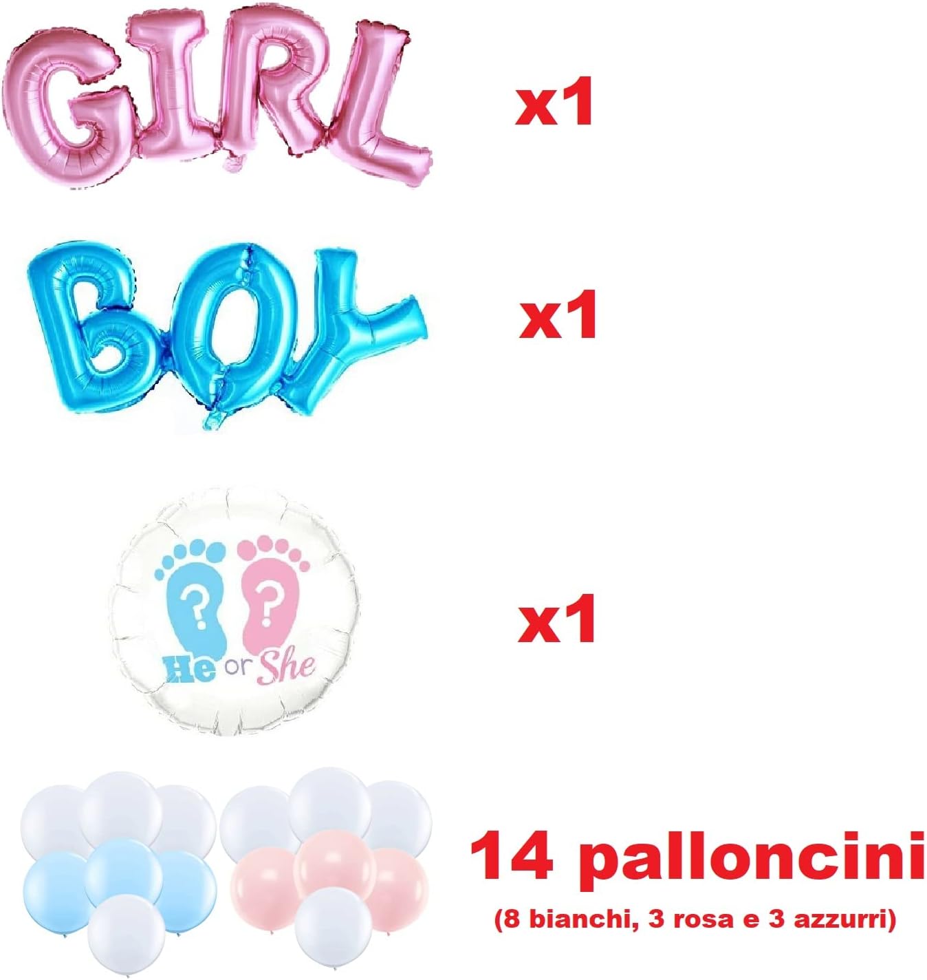 Kit Palloncini Gender Reveal “Boy or Girl” – Decorazioni Baby Shower per Feste a Tema