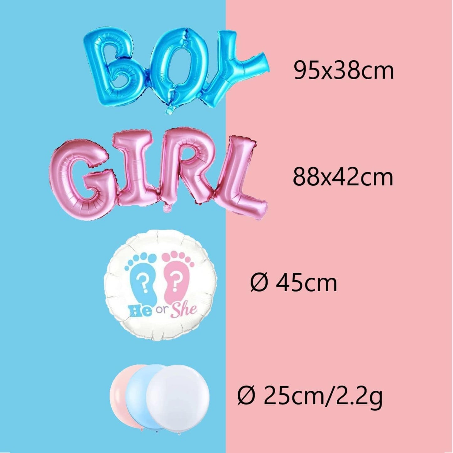 Kit Palloncini Gender Reveal “Boy or Girl” – Decorazioni Baby Shower per Feste a Tema