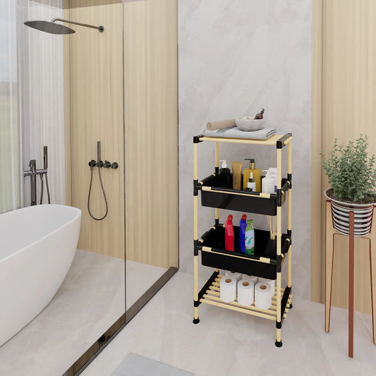 Scaffale Multiuso in Legno di Pino con Ceste – Linea Woodpine 92x50x28 cm