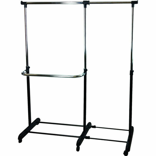 Appendiabiti Estensibile con Ruote – Struttura in Metallo, Altezza e Lunghezza Regolabili, Aste Cromate