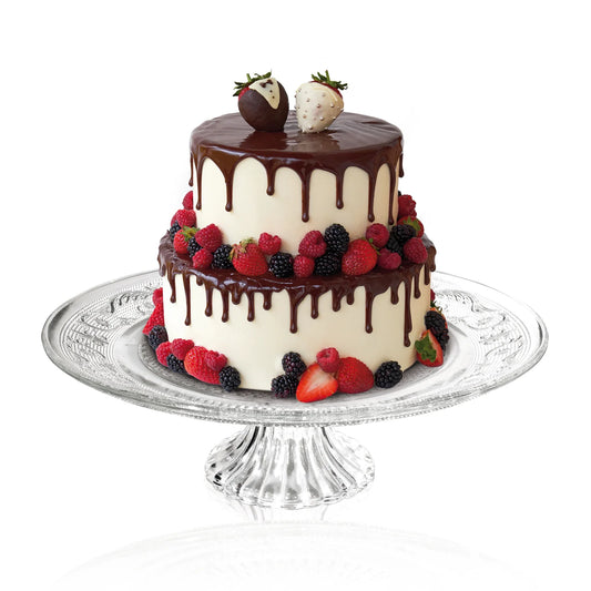 Alzata Porta Dolci in Vetro Ø29 cm – Design Elegante Patisserie – H 9,3 cm