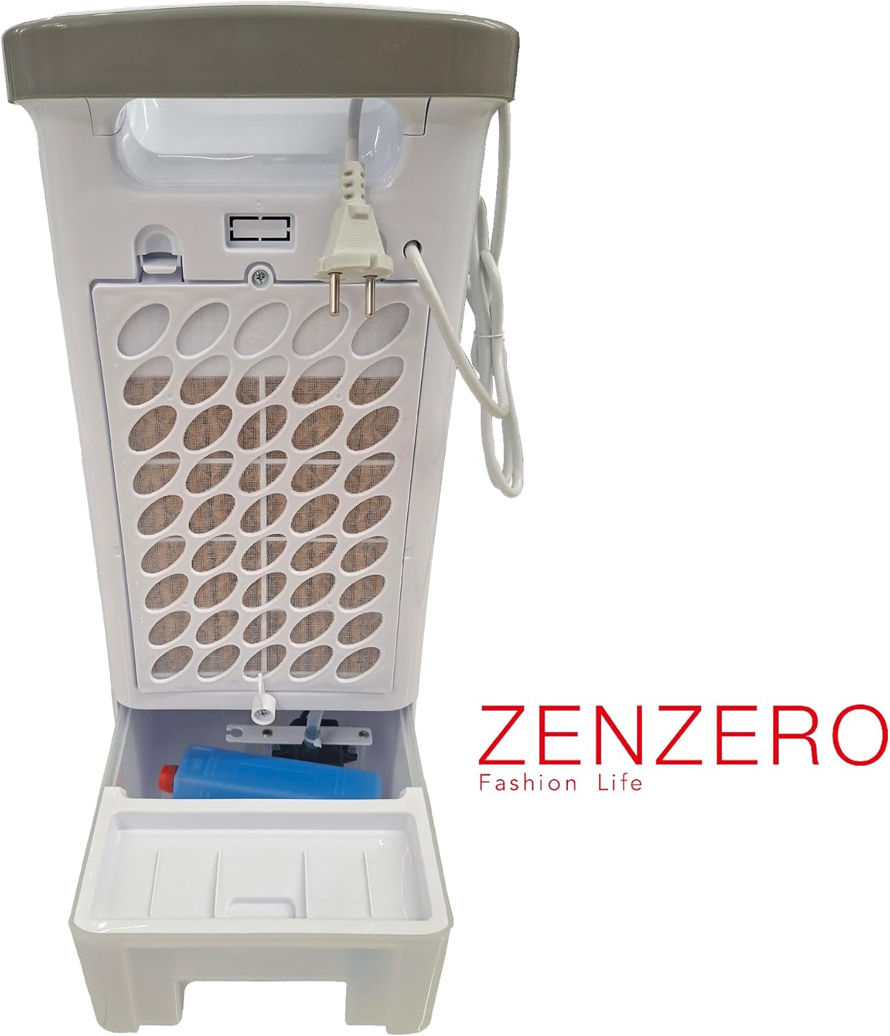 raffrescatore portatile 80w con serbatoio 4l e funzione swing raffrescatore evaporativo con 2 ice box inclusi su ruote dettaglio pannello comandi raffrescatore portatile 3 velocità vista laterale raffrescatore compatto dimensioni 58x25x26 cm raffrescament