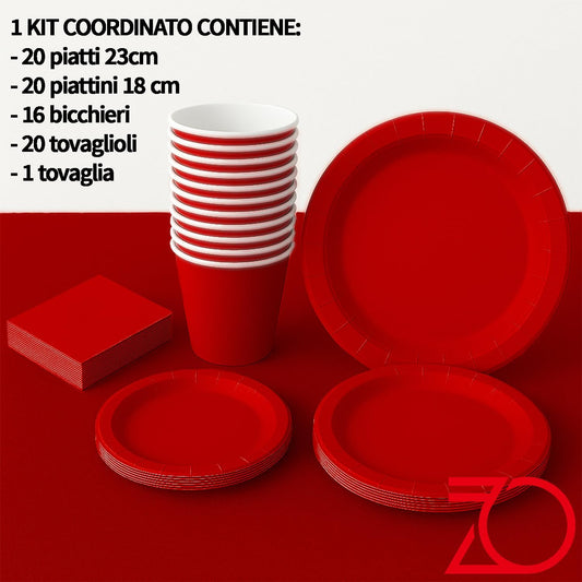 Kit Coordinato Festa Rosso Classico – 77 Pezzi per Occasioni Speciali