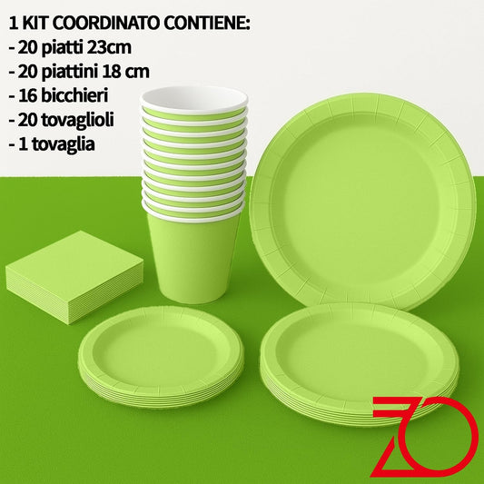 Kit Coordinato Festa Verde Pastello – 77 Pezzi Naturale e Delicato