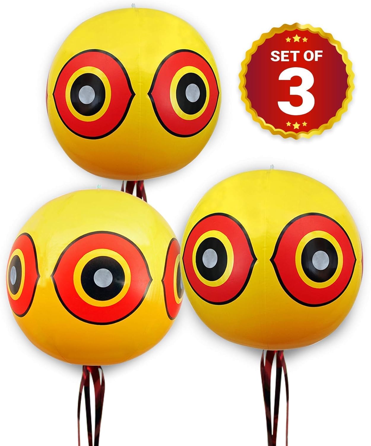 Repellente Uccelli a Sfera con Occhi Riflettenti – Pallone Anti Volatili da Appendere per Giardino, Orto, Terrazzo e Balcone – Protezione Naturale Contro Piccioni, Passeri e Parassiti – Set 3, 4 o 5 Pezzi