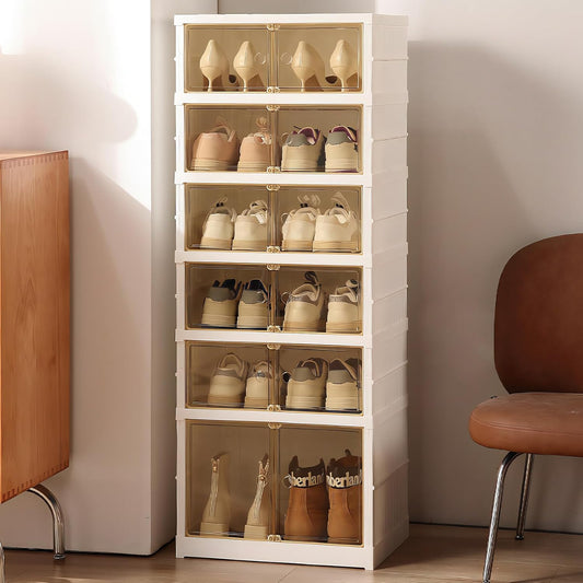 Scarpiera pieghevole a 6 ripiani in plastica con Doppie Ante