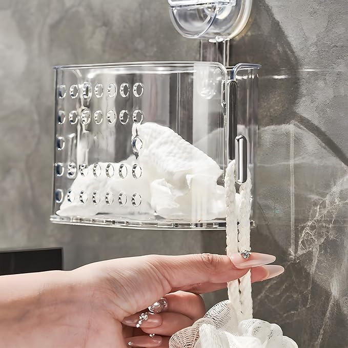 Set 2 Mensole Bagno con Ventosa – Piccola e Grande, Trasparenti