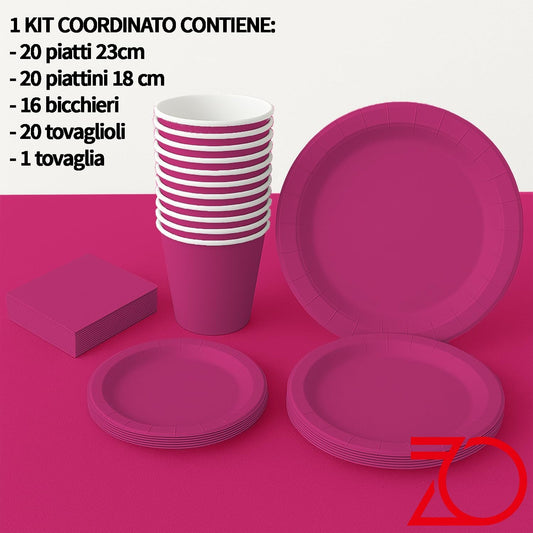 Kit Coordinato Festa Fucsia – Set 77 Pezzi Vivace e Trendy