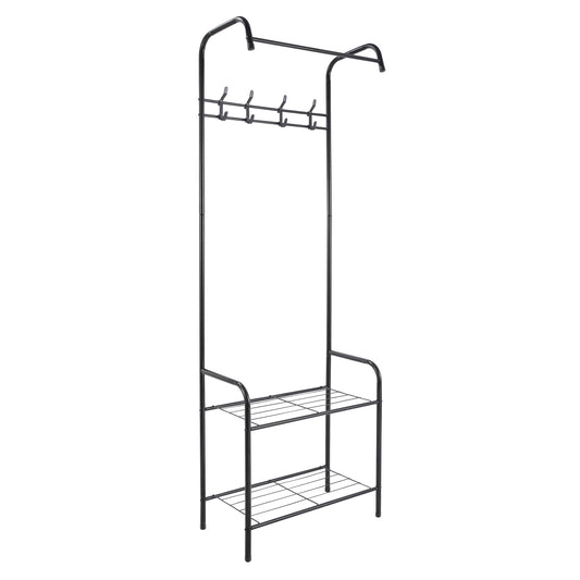 Appendiabiti in Metallo con Ganci e Ripiani – 170x61x30 cm – Organizer da Ingresso o Camera