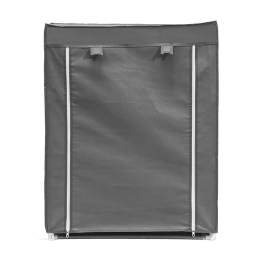 Scarpiera 3 Ripiani 9 Posti Grigio Scuro – Struttura in Metallo, Chiusura con Zip, Rivestimento TNT