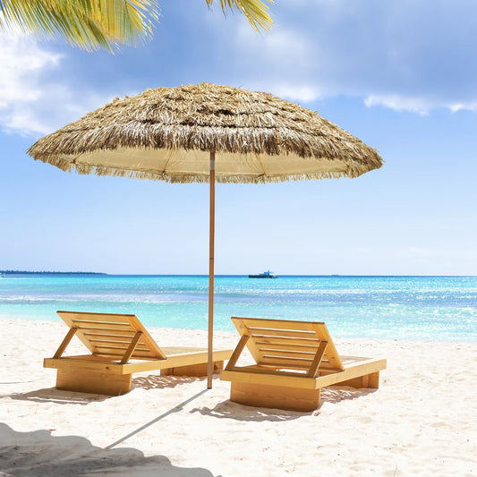 OMBRELLONE EFFETTO PAGLIA Ø240 CM – DESIGN TROPICALE CON TUBO IN ACCIAIO