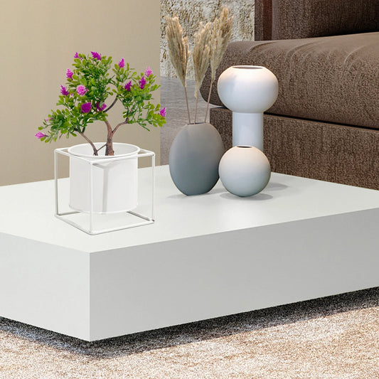 Portavaso in Metallo Bianco 13x13 cm – Design Moderno Minimal