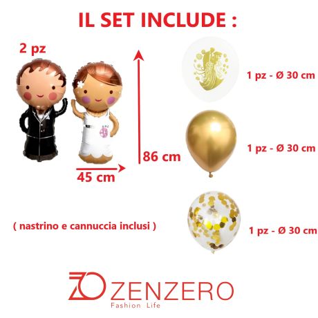 Set Palloncini Mylar per Matrimonio Anniversario - 5 Pezzi