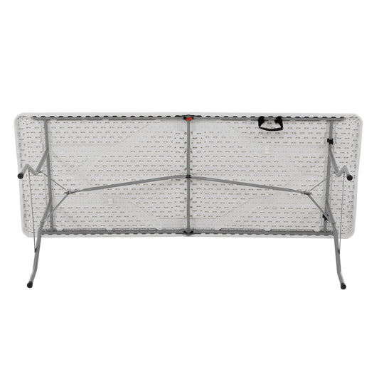 Tavolo Richiudibile da Giardino 180x70 cm – Bianco, Pieghevole a Valigetta con Maniglia