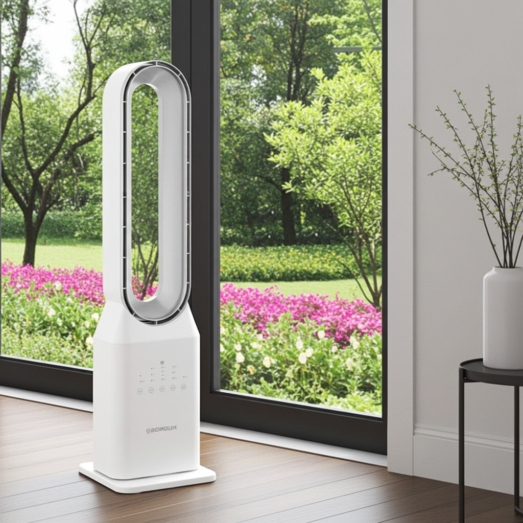 Ventilatore a Torre Senza Pale DICROLUX – Silenzioso, 3 Velocità, Timer, Telecomando