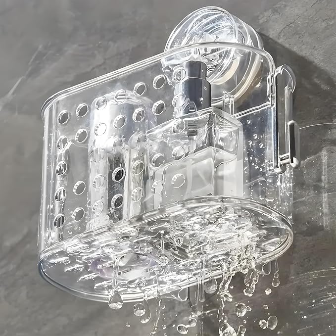Set 2 Mensole Bagno con Ventosa – Piccola e Grande, Trasparenti