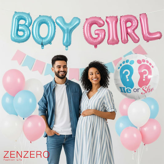 Kit Palloncini Gender Reveal “Boy or Girl” – Decorazioni Baby Shower per Feste a Tema