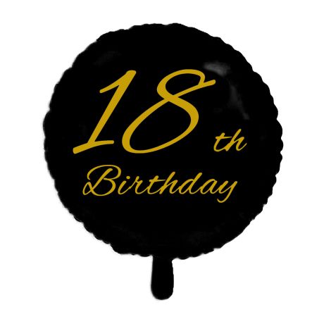 Palloncino per FESTA 18° Compleanno in Mylar - disponibile Nero e Oro - Ø 45 cm