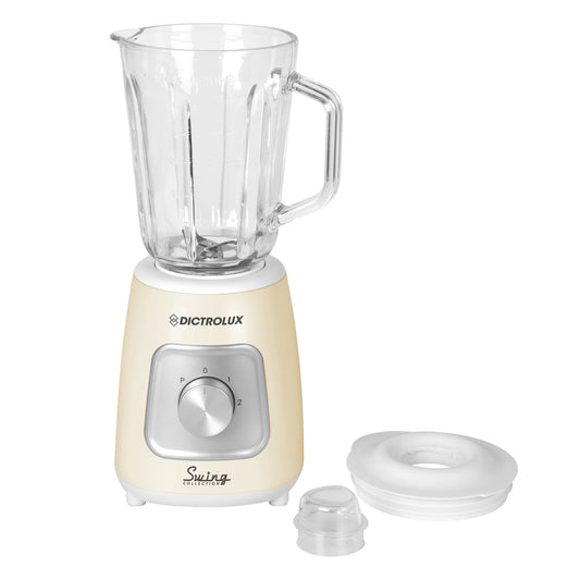 Frullatore 1000W con Caraffa in Vetro 1.5L – 2 Velocità e Pulse, Design Vintage Crema