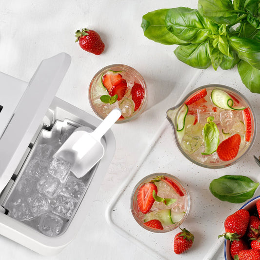 Macchina per il Ghiaccio 10 Kg/24h – 2 Misure Cubetti, Autopulente, Bianco