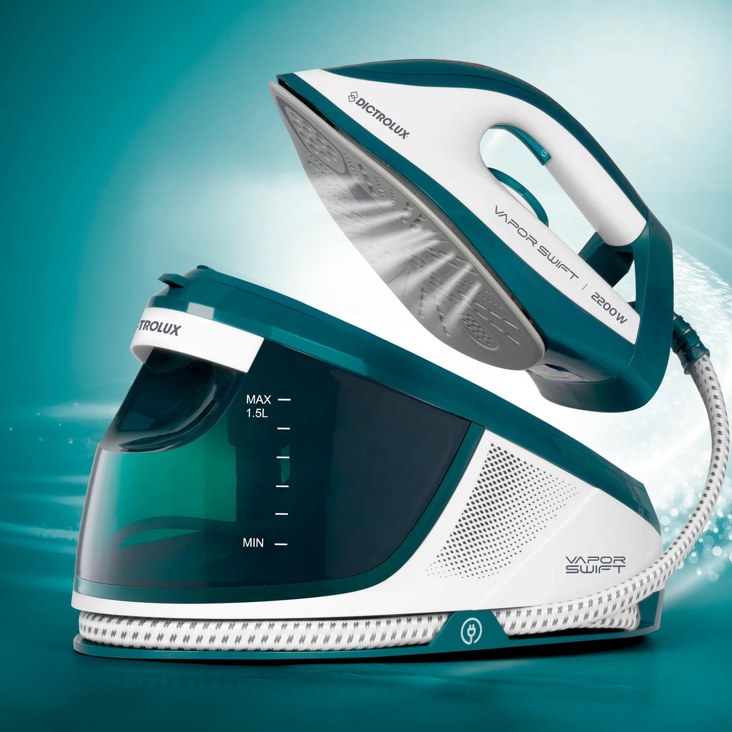 Ferro da Stiro con Caldaia Vapor Swift ECO – 2200W, Piastra in Ceramica, Tecnologia ECO SYSTEM, Serbatoio 1,5L