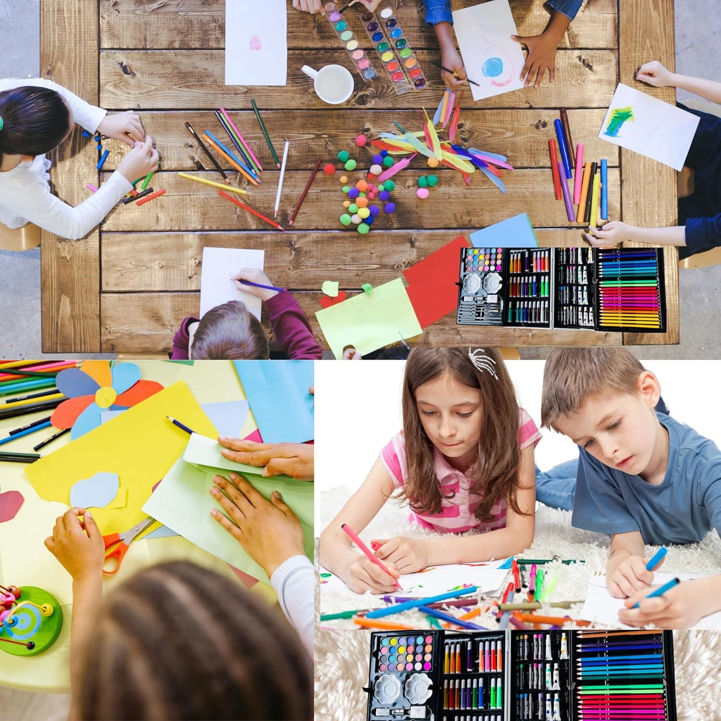 Valigetta Set Disegno Bambini 144 Pezzi – Matite, Pennarelli, Pastelli, Acquerelli e Accessori – 3 Modelli (Unicorno, Astronauta, Fairy Tales)