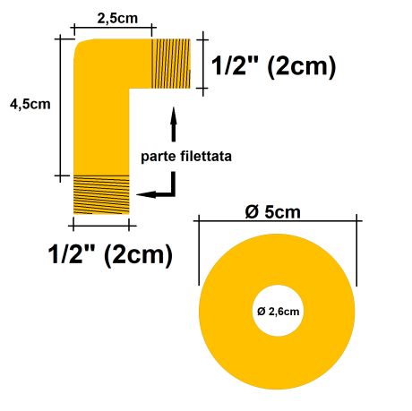 Curva Presa Acqua con Supporto Doccetta