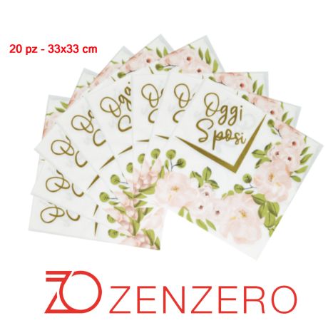 TOVAGLIOLI per FESTA Matrimonio Oggi Sposi Rosa e Oro in Carta Monouso - Pezzi 20