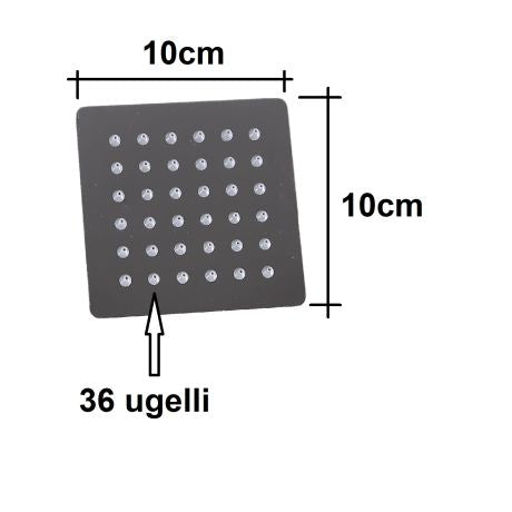 Soffione Doccia Inox Quadrato 10x10 cm