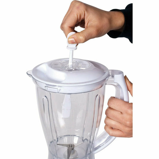 Frullatore Elettrico 300W con Caraffa 1.5L – 4 Velocità e Pulse, Lame Inox, Bianco