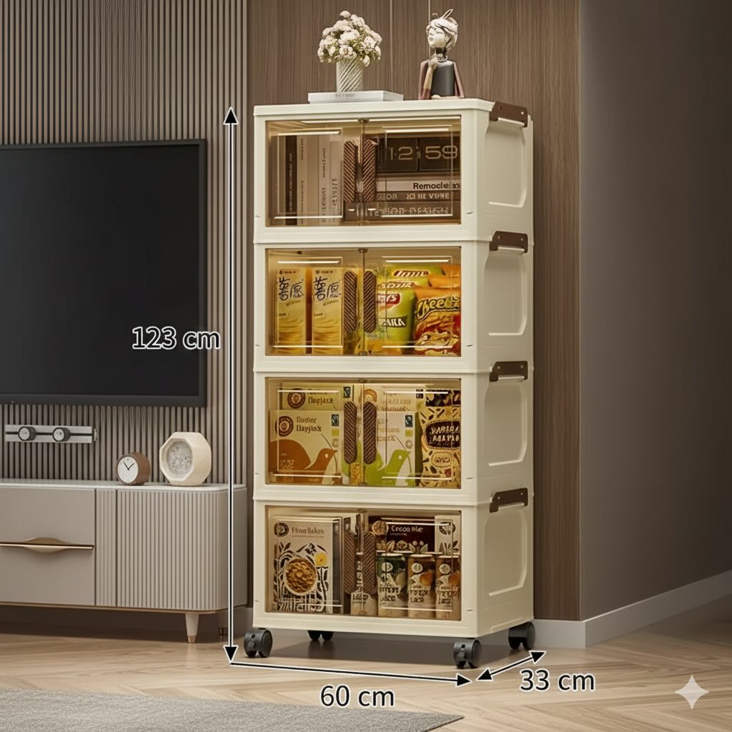 Armadio in Plastica Richiudibile Multiuso – Mobile Salvaspazio con Ripiani – 123×60×33 cm o 152×60×33 cm