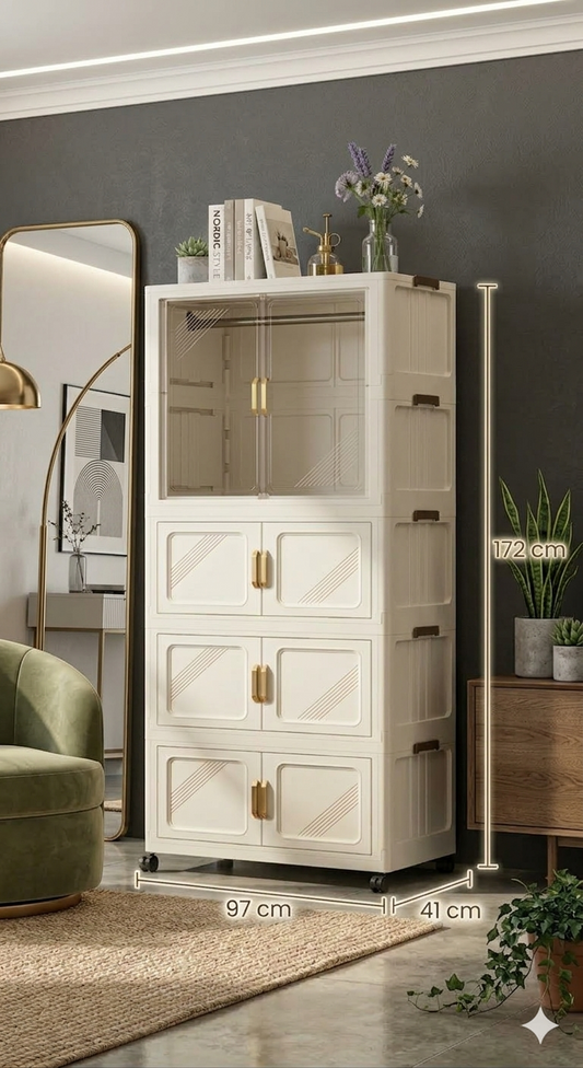 Armadio Pieghevole con Ruote Salvaspazio 172 cm – Guardaroba Mobile Compatto con Ante