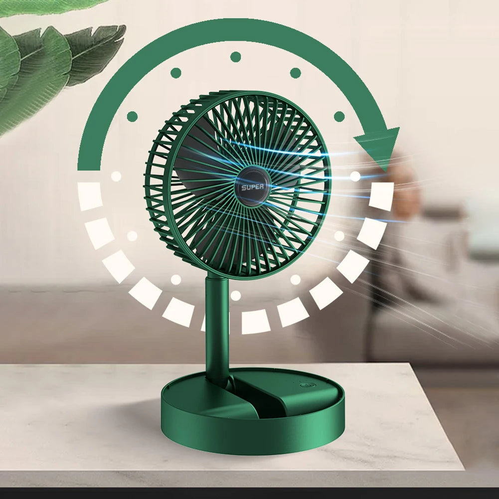 Ventilatore Pieghevole da Tavolo 6 Pollici – Mini USB Desktop Fan Silenzioso e Ricaricabile con 3 Velocità