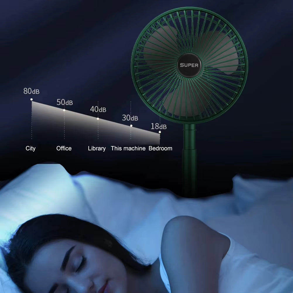 Ventilatore Pieghevole da Tavolo 6 Pollici – Mini USB Desktop Fan Silenzioso e Ricaricabile con 3 Velocità